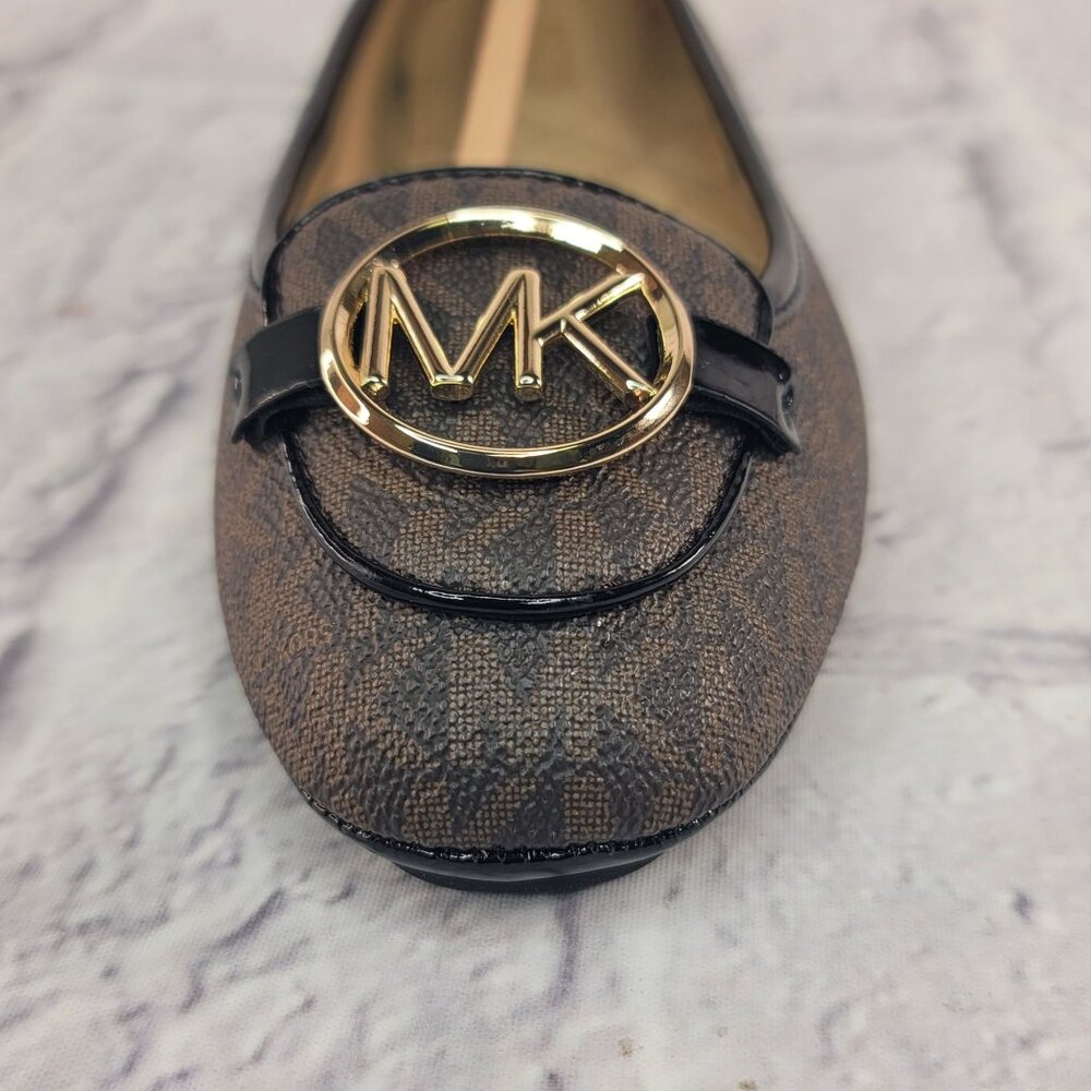 Michael Kors Lillie Moccasin Womens Flats Sz 9.5M Brown Monogram Slip-On NEW - Picture 6 of 9